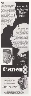 1957 Canon Movie Camera: Amateur To Professional Movie Vintage Print Ad • $6.75