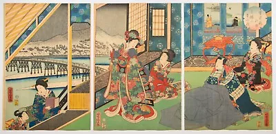 Yoshitora Utagawa Genji Kimono Antique Original Japanese Woodblock Print • £200