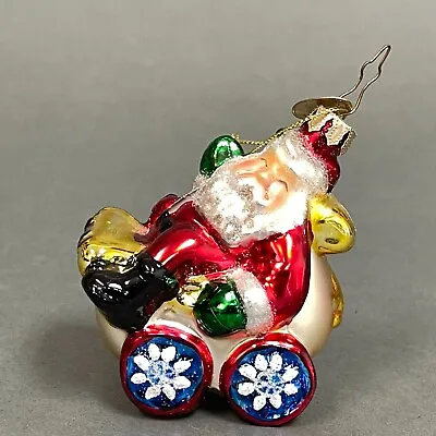 Mark Klaus Santa Sleigh Ornament Blown Glass 2003 Christmas Holiday Decor • $5.99
