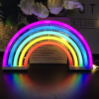 Rainbow Neon Sign Lights Wall Decor Home Decoration Light Lamp For Kids Room UK • £6