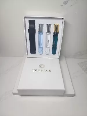 Versace 4pc Set Men Pour Homme Eau Fraiche & Eros Cologne Spray 10 Ml & Case • $39.99