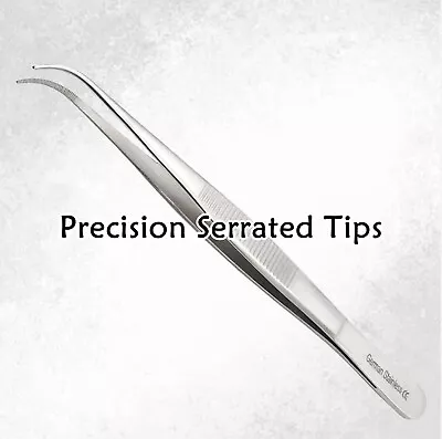 Surgical Medical Forceps Stainless Steel Curved Serrated Tips 6  Lab Tweezers • $6.99