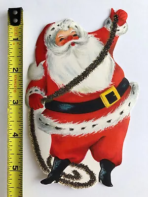 VTG LARGE SANTA CHRISTMAS SEAL STICKER AMBASSADOR MCM 1950s MICA 5.75” UNUSED • $12