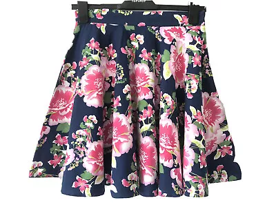 BNWT Jane Norman Mini Circle Skirt - Size 10 Navy Blue Floral 50’s Style Y2K 00s • £4.95