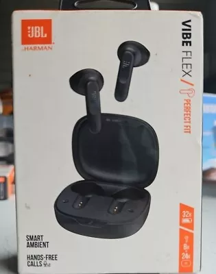 JBL Vibe Flex Deep Bass Wireless Earbuds 32 Hour Battery Life Black Open Box • $38