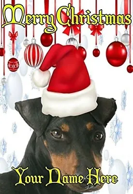 Manchester Terrier Dog Ptcc179 Santa Hat Xmas Christmas Card A5 Personalised Gre • £3.25