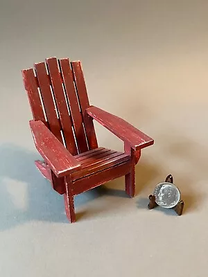 Vtg Miniature Dollhouse Red Wooden Beach Adirondack Porch Armchair Chair 1:12 • $9.99