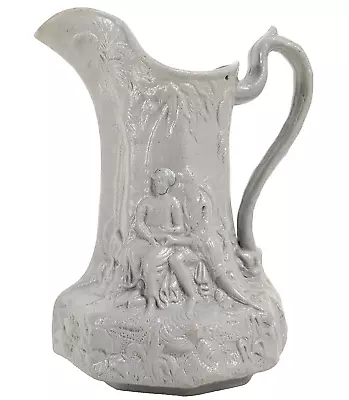 Salt Glaze Stoneware Pitcher Gray Drabware Paul And Virginia 5.875  Tall Vintage • $22.95