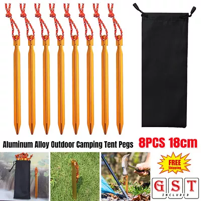 8pcs Tent Peg Aluminum Alloy Camping Beach Tent Pegs Outdoor For Camping Hiking • $9.71