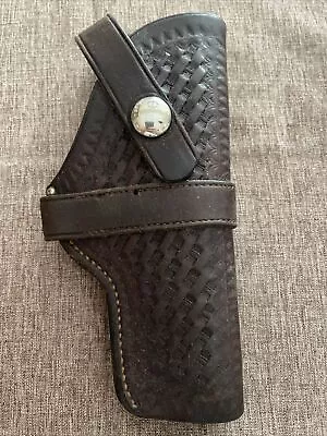 Vintage Basket Weave Belt Holster Colt 1903 .32 1908 .380 Pistol OWB Leather • $30.90