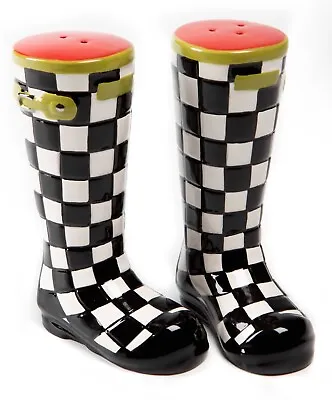 MACKENZIE CHILDS Courtly Check Wellies Salt & Pepper Set • $58