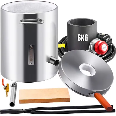 VEVOR 6KG Propan Melting Furnace Kit Gas Metal Forge Stainless Steel 2700℉ • $115.98