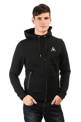 Le Coq Sportif LCS Tech FZ Hoodie Fleece - Black - LARGE - Mens • £29.99