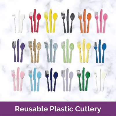 £2.99 • Buy PARTY CUTLERY - Plastic Cutlery In VARIOUS COLOURS, Can Be Washed And Reused.