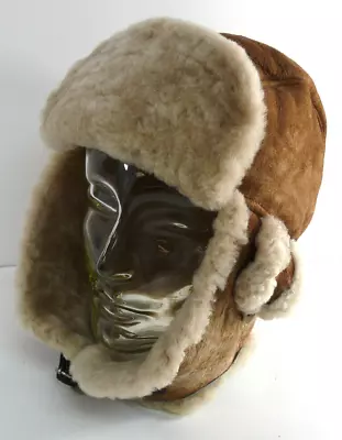 Fur Hat World Trapper Hunting Hat With Flaps Sheepskin Mouton & Fur LARGE • $29.90