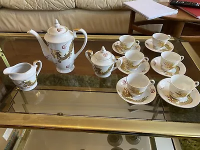 Vintage Japanese Dragon Gold Porcelain Tea Set • £30