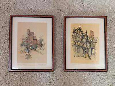 2 Vtg Hand Colored Lithographs By Marjorie C Bates Stanley Palace Girton College • $50