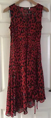 Mint Velvet Red Animal Print Drawstring Dress & Underskirt Size 6. • £40