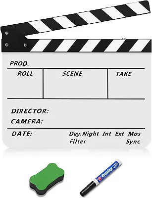 Flexzion Director Clapboard Film Movie Clapper Board Acrylic Plastic Dry Erase • $26.74