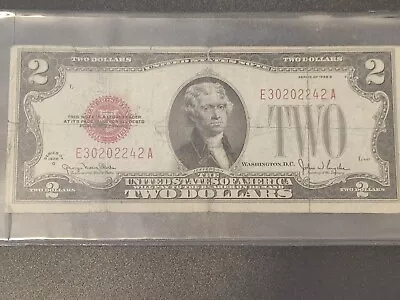 1928 G Red Seal $2 Dollar Bill Us Legal Tender Bank Note • $3.99