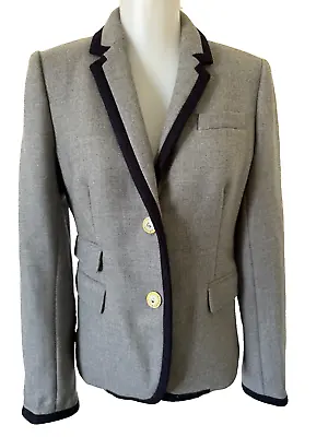 J.Crew Schoolboy Wool Blazer Jacket Nautical Lined Womens Size 8 Gray • $49.99