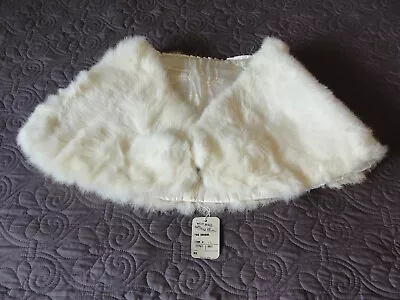 Vtg Real Fur Rabbit Stole Shawl Shrug Wedding Cape Wrap Ivory White Cream W/Tag • $39.99