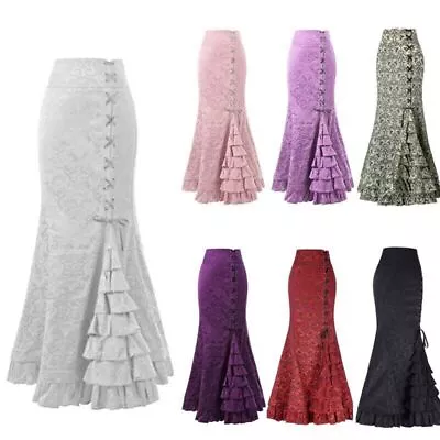 Halloween Jacquard Fishtail Skirt Steampunk Vintage Gothic Victoria Maxi Skirt • $29.99