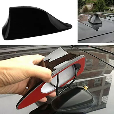 Universal Gloss Black Car Shark Fin Aerial Antenna Mast Roof AM/FM Radio Signal • £5.79