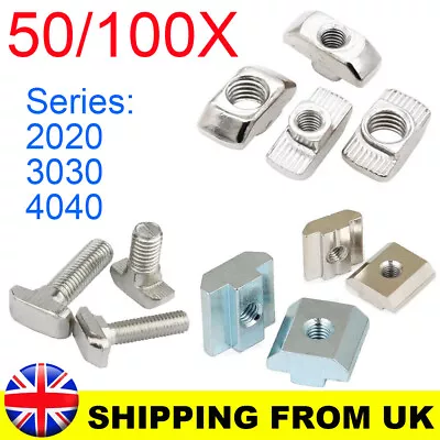 M3/M4/M5/M8/M6 Drop In Tee T-nuts Square Tee Sliding Nuts T Slot Nut For Profile • £9.19