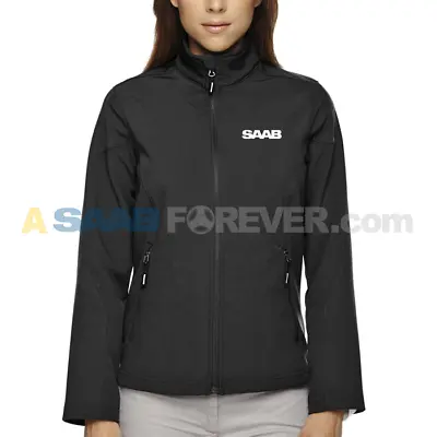 Ladies SAAB Soft Shell Jacket - Embroidered SAAB Text Logo - Navy Or Black Coat • $72.99