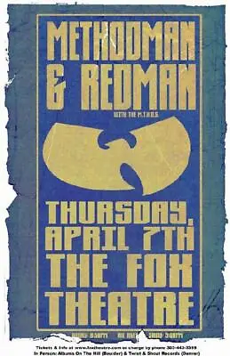 Method Man Redman Boulder 2011 Concert Poster Wu-tang Clan Serlo • $15