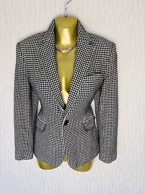 Exquisite Ralph Lauren Dogtooth Wool Cashmere Blazer Jacket UK10 Stunning • £2.20