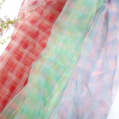 Check Mesh Organza Fabric Lace Tartan Curtain Skirt Dress Craft Tulle Voile Trim • $15.96