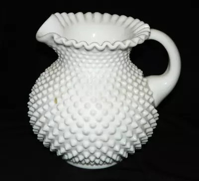 VINTAGE FENTON HOBNAIL MILK GLASS LARGE 80 Oz. PITCHER Or JUG 8  EX COND • $28