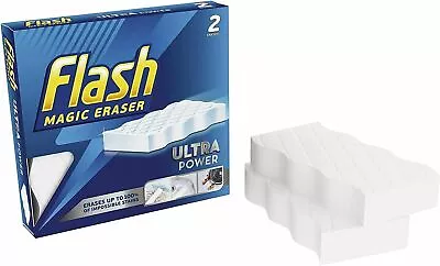 Flash Magic Eraser Ultrapowerf Re-Usable Sponge Remover Stain Scuffs Cleaning UK • £3.19