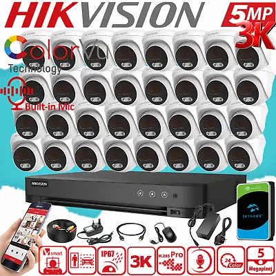 HIKVISION ColorVu CCTV SYSTEM 32CH DVR DOME NIGHT VISION OUTDOOR CAMERA FULL KIT • £1139