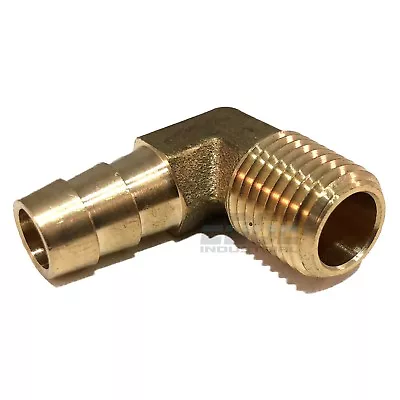 3/8 HOSE BARB ELBOW X 1/4 MALE NPT Brass Pipe Fitting Thread Gas Fuel Water Air • $8.31