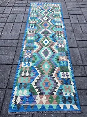 Handmade Afghan Hallway Runner Wool Kilim 295 X 92 Cm Tribal Wool Authentic Rug • $480