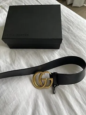 $530 • Buy Gucci Double G Leather Black Leather Belt Size 65