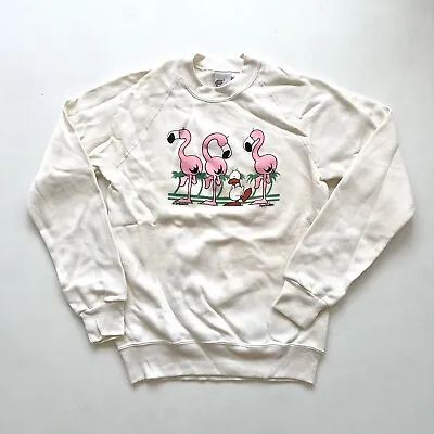 VTG 80s Flamingo Cute Art Crewneck Sweatshirt Size Small Made In USA Raglan NWT • $30.67