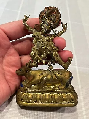 Antique Tibetan/Chinese Qing Dynasty Gilt Bronze Figure Of Yama Lord Of Hell • $2995
