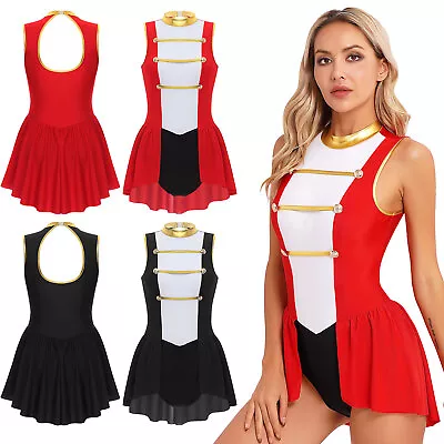 Womens Circus Ringmaster Costume Halloween Back Cut Out Bodysuit Dress Cosplay • $12.09