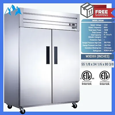 Reach-in Refrigerator Commercial 2 Solid Door Stainless Steel Cooler Fridge NEW • $2450