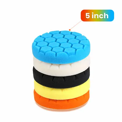 5PCS 5 Inch Car Polisher Pad Buffer Set Polishing Sponge Pad Waxing Buffing Kit • £9.99