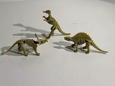 Lot Of 3 Dinosaur Fossil Skeletons Plastic Toy Figures Dimetrodon Triceratops • $9.99