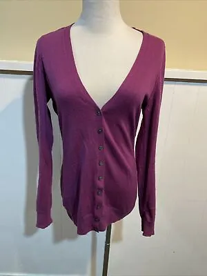 Martin + Osa Purple Button Down Cashmere And Silk Cardigan Women's M • $23