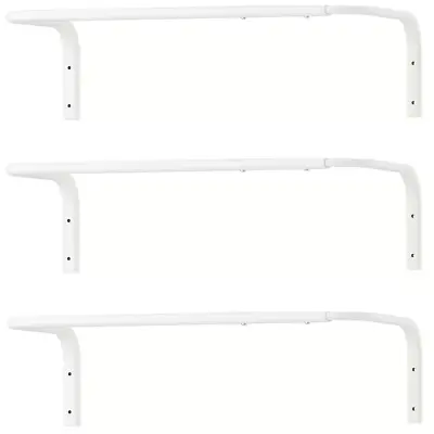 3 X IKEA Wall Mounted Clothes Rail Adjustable Bar Hanging Rack White 60-90cm New • £30.07