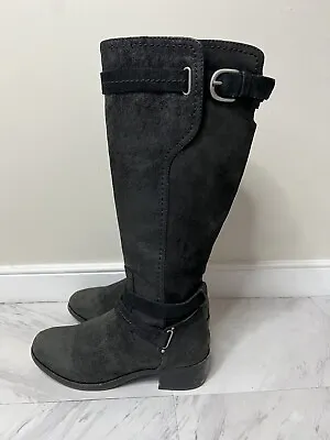 UGG Darcie Black Leather Tall Riding Boot US 7 Buckle Zip Boots 1004172 • $36