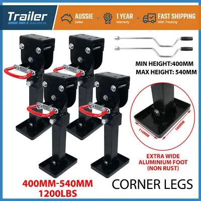 X4 Corner Legs Drop Down Stabilizers 400mm Handle 1200lbs Caravan Camper Trailer • $229