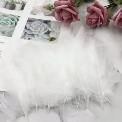 BULK 50pcs Pure White Veniard Turkey Marabou Feathers 8-15cm DIY Craft Party • $6.95